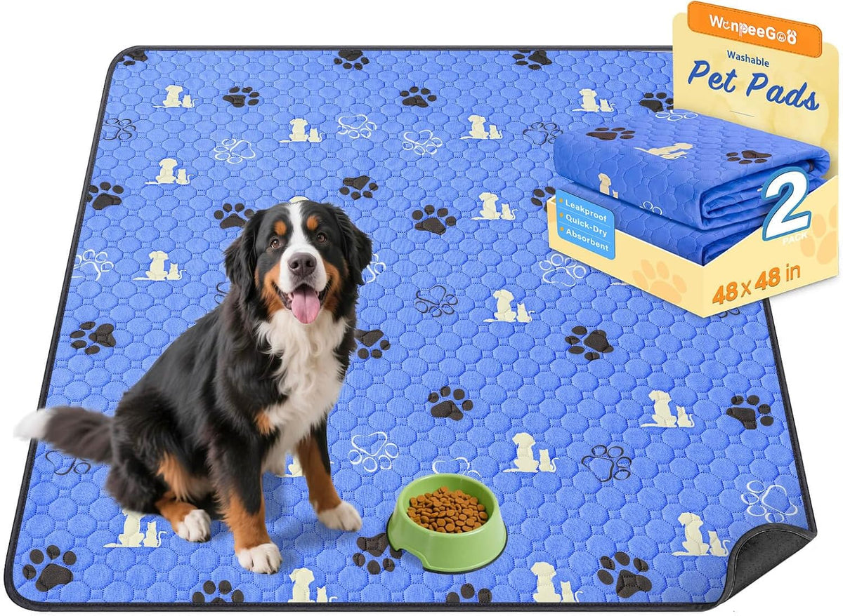 WanpeeGoo Washable Pee Pads for Dogs, Waterproof, 18 x 24 in, 4 Pack, Gray | Super Absorbent, Waterproof and Non-Slip; Washable, Reusable Dog Pads for Crates, Playpens, Floors, Furniture and Travel