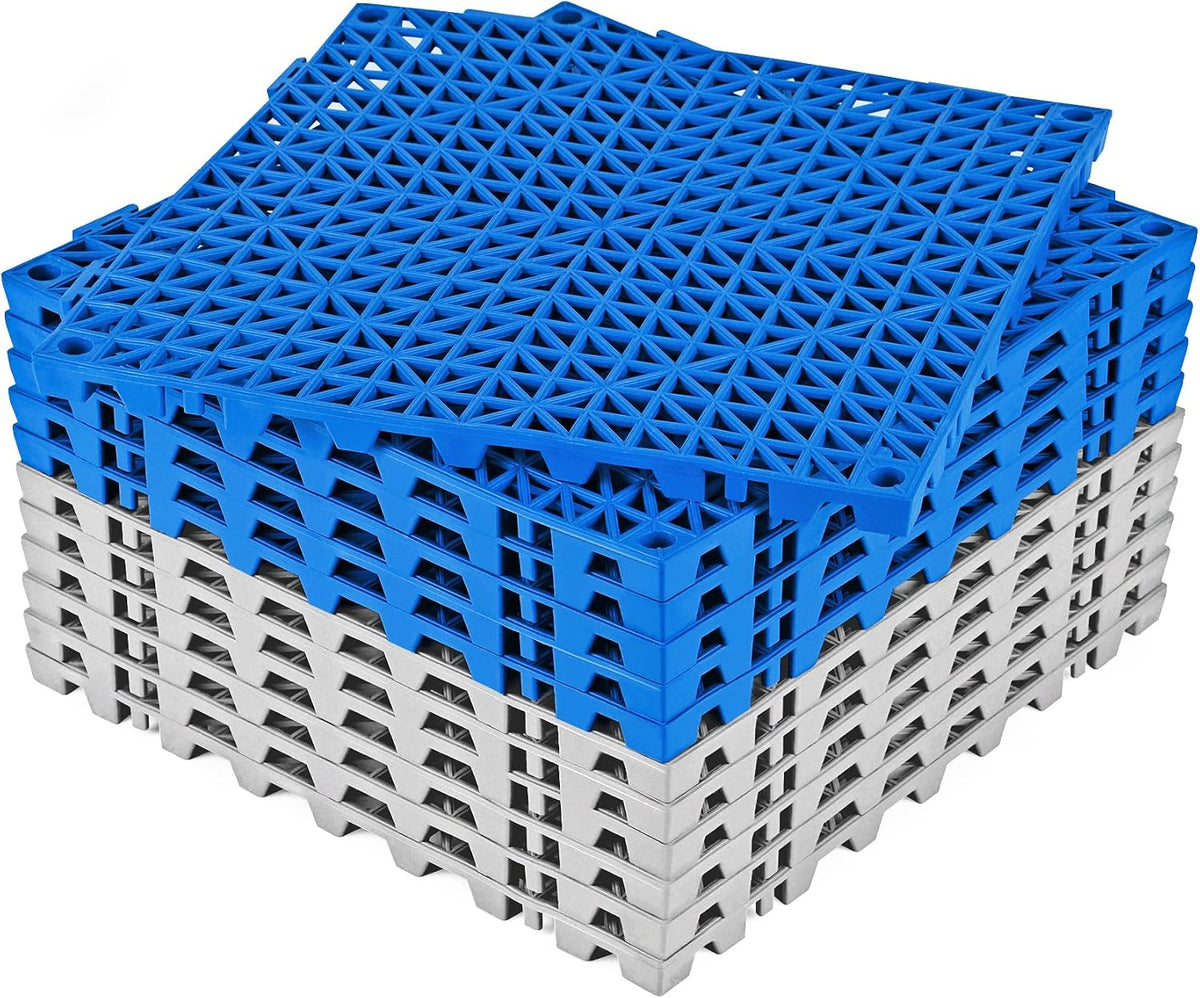 ToLanbbt Modular Interlocking Cushion 12P 11.8" x 11.8" Interlocking Rubber Floor Drain Holes Non-Slip Splicing Drainage Mats for Deck, Shower, Kitchen, Drain Pool, Sauna Bath, Indoor Outdoor (Black)