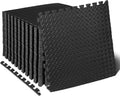 ProsourceFit Exercise Puzzle Mat ½-inch, EVA Interlocking Foam Floor Tiles for Home Gym, Workout Equipment, Kids Play Areas, Black, 24 SQ FT - 6 Tiles