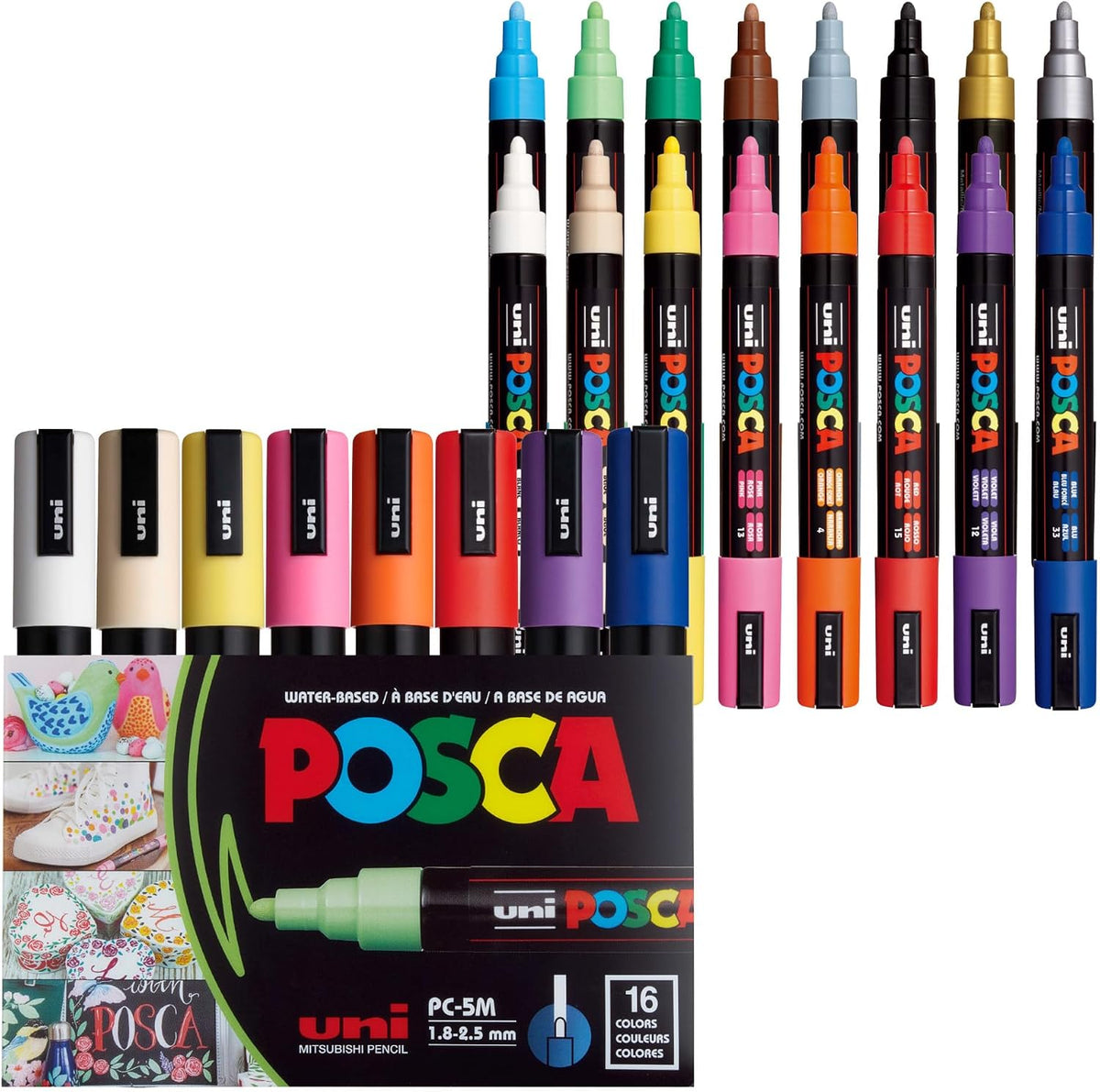 POSCA® PC-5M Water-Based Acrylic Paint Markers, Medium Tip, 8 Count
