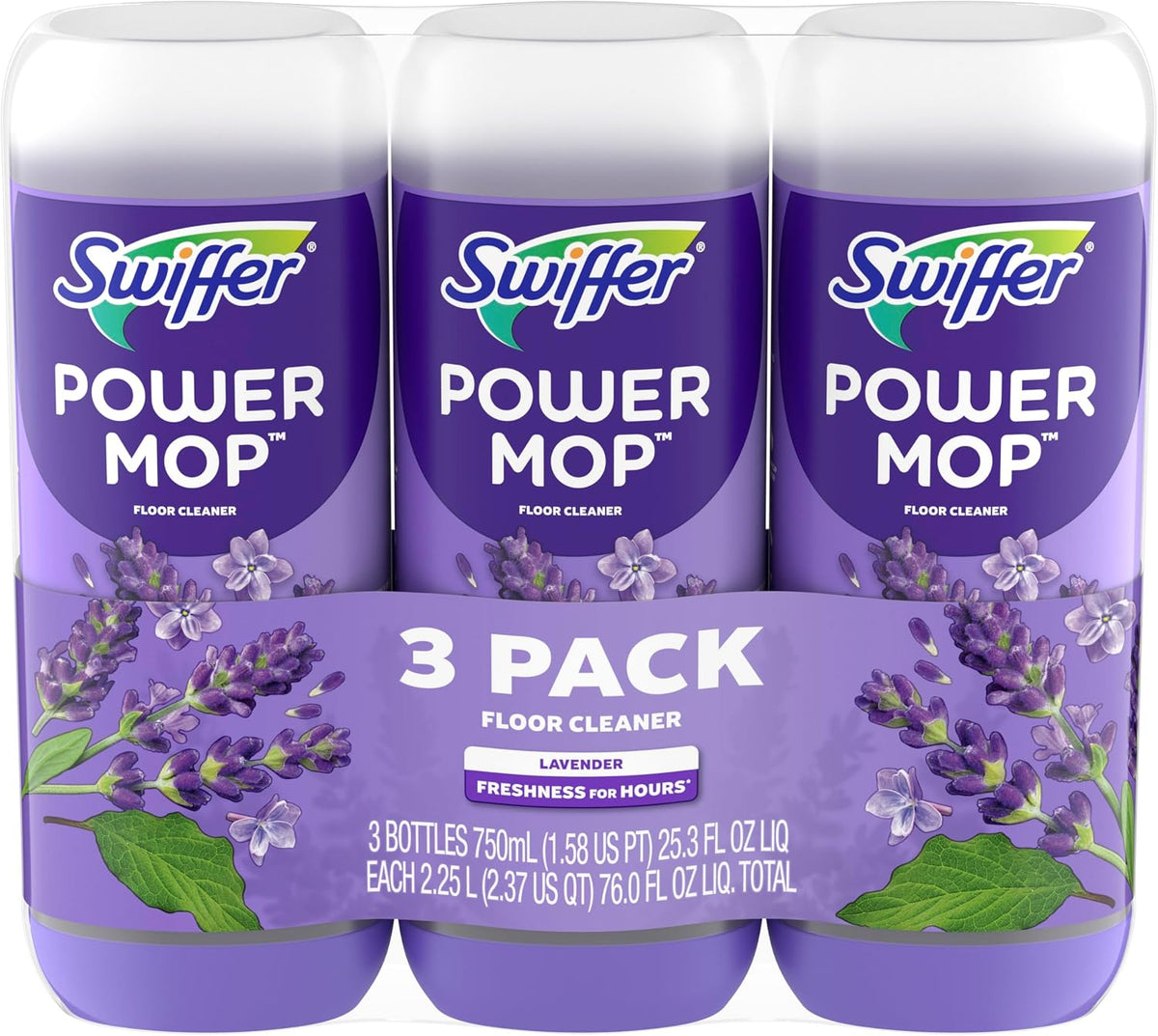 Swiffer PowerMop Floor Cleaning Solution with Lavender Scent, Triple Pack