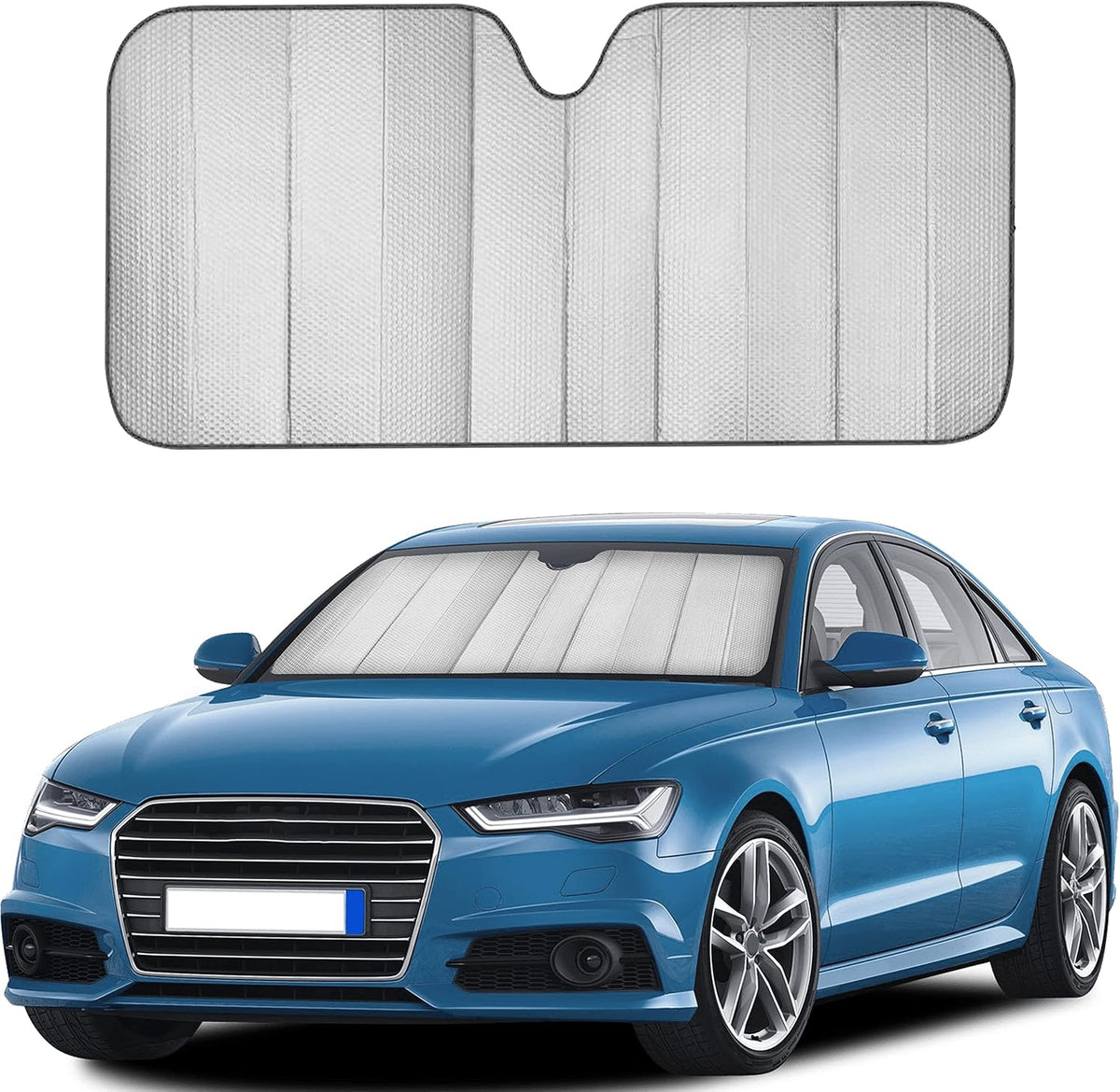 EcoNour Accordion Car Windshield Sun Shade | Car Sun Visor to Protect Harmful UV Rays | Foldable Automotive Windshield Sunshades | Window Sun Blocker to Keep Your Vehicle Cool & Comfort - 58" x 28"