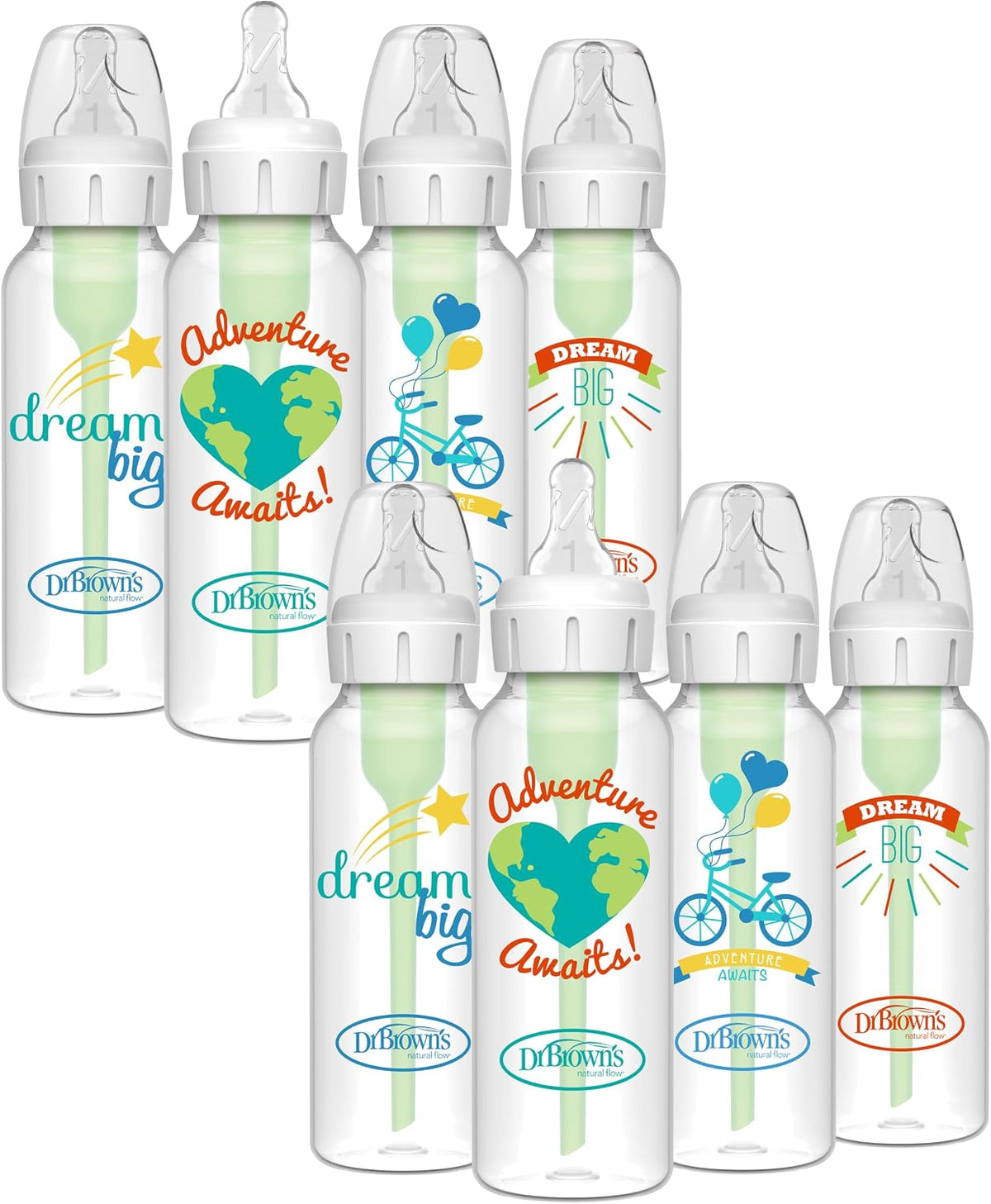 Dr. Brown's Anti-Colic Options+ Narrow Baby Bottle, Pink Floral, 4-Pack
