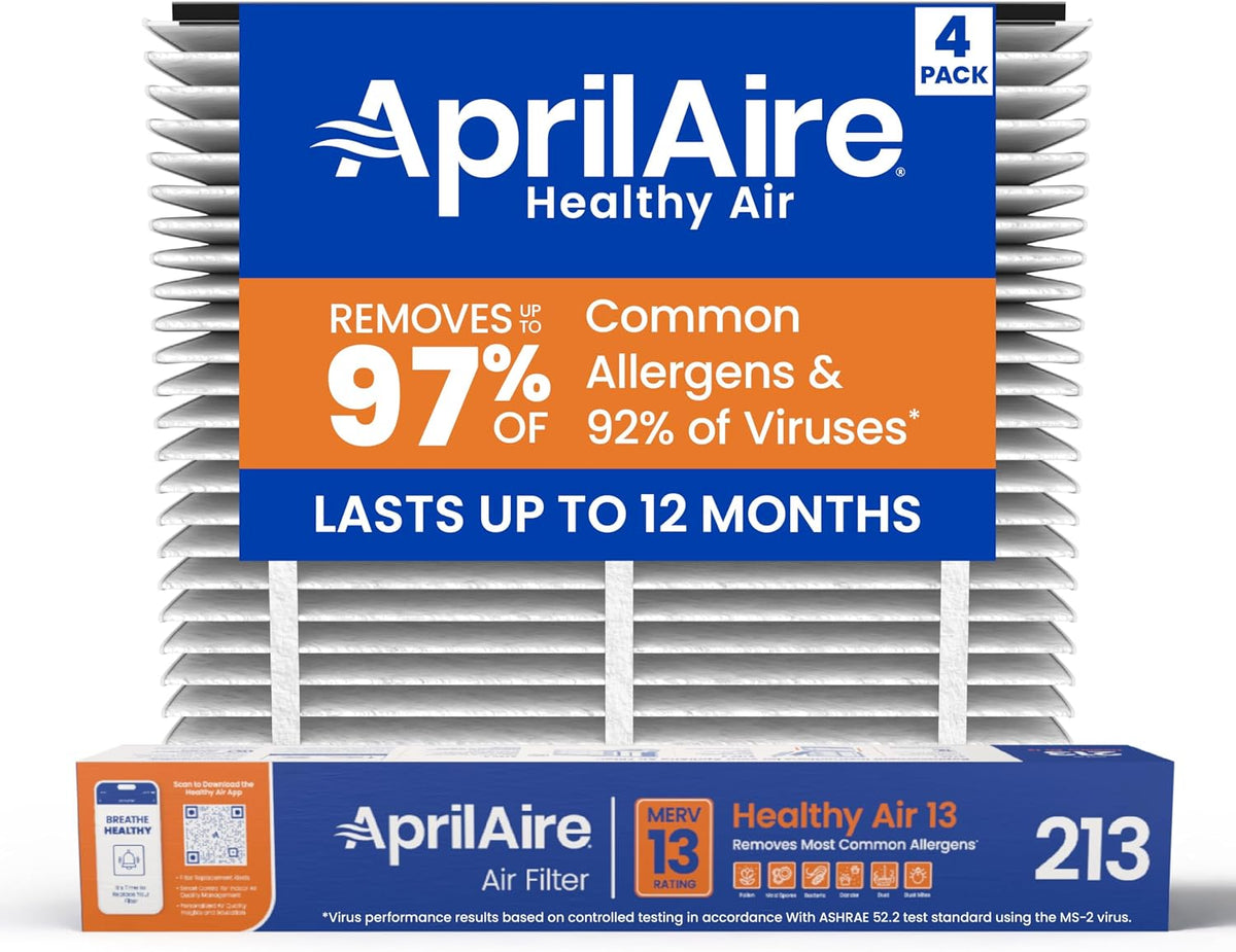 Genuine AprilAire 213 Replacement Filter for AprilAire Whole-House Air Purifiers - MERV 13, Healthy Home Allergy, 20x25x4 Air Filter (Pack of 1)