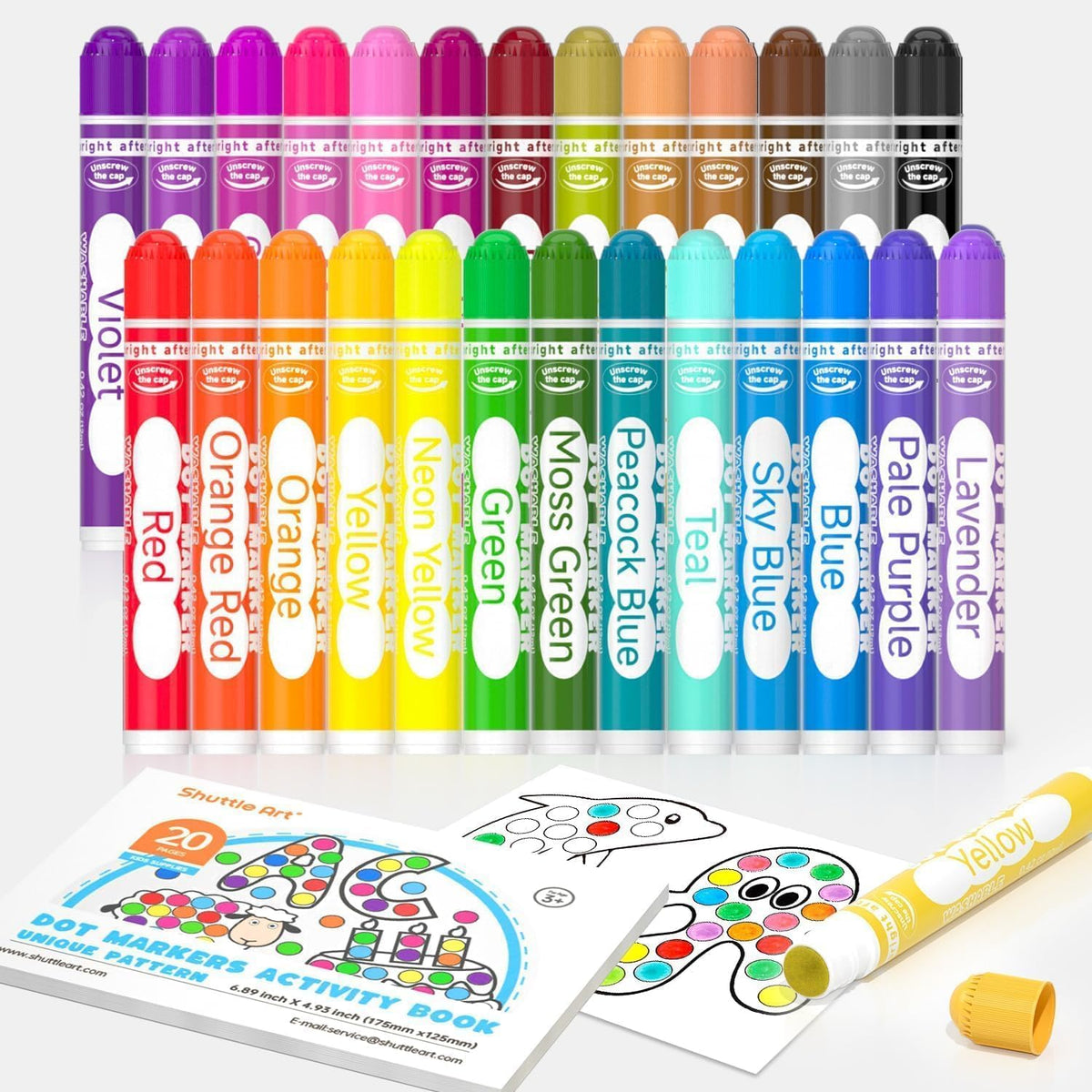 Shuttle Art Dot Markers, 15 Colors Washable Markers for Toddlers,Bingo Daubers Supplies Kids Preschool Children, Non Toxic Water-Based