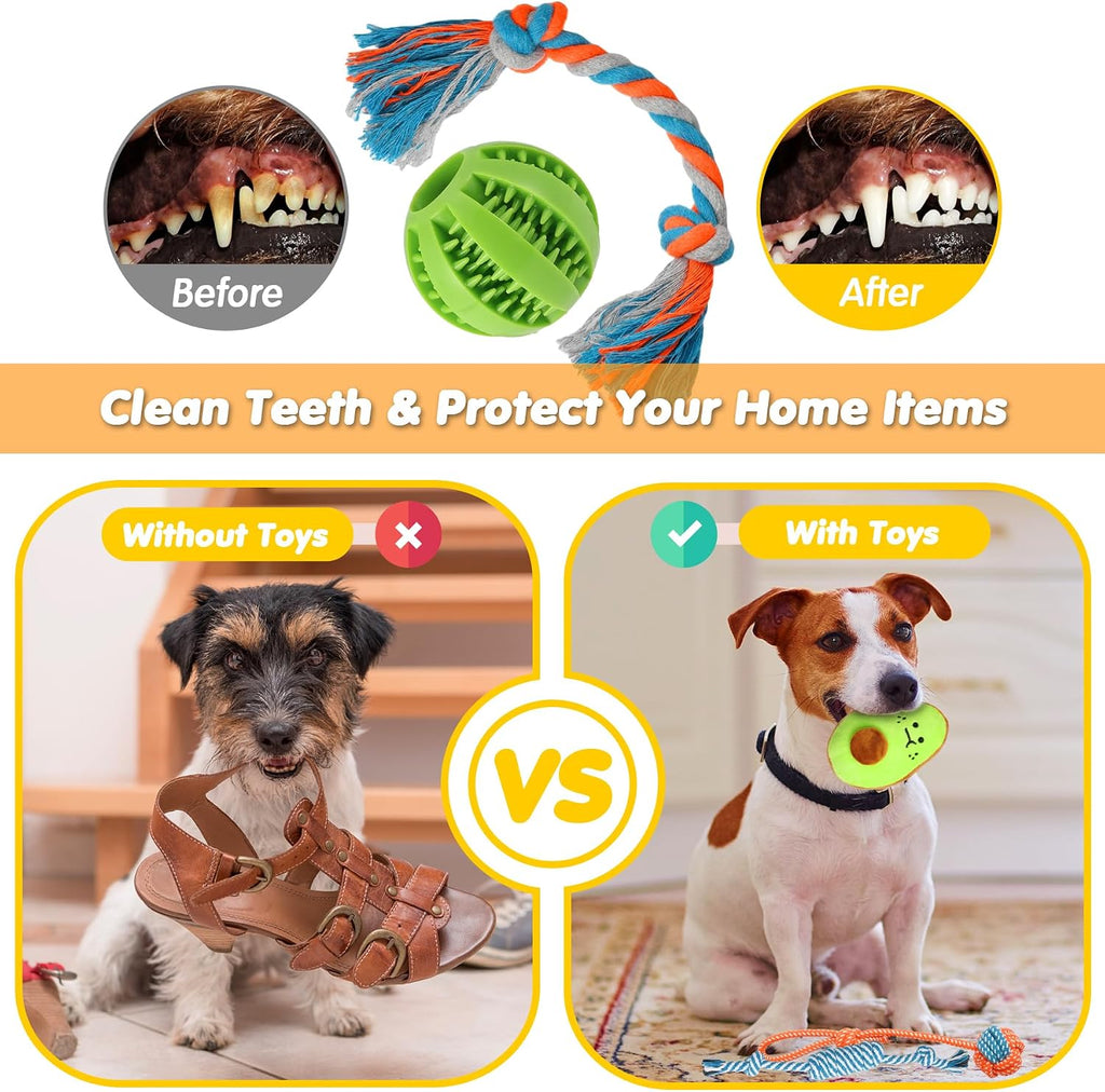 Zeaxuie 25 Pack Luxury Dog Chew Toys for Puppy, Dog Toys with Ropes, Treat Ball and Squeaky Puppy Toys for Teething Small Dogs