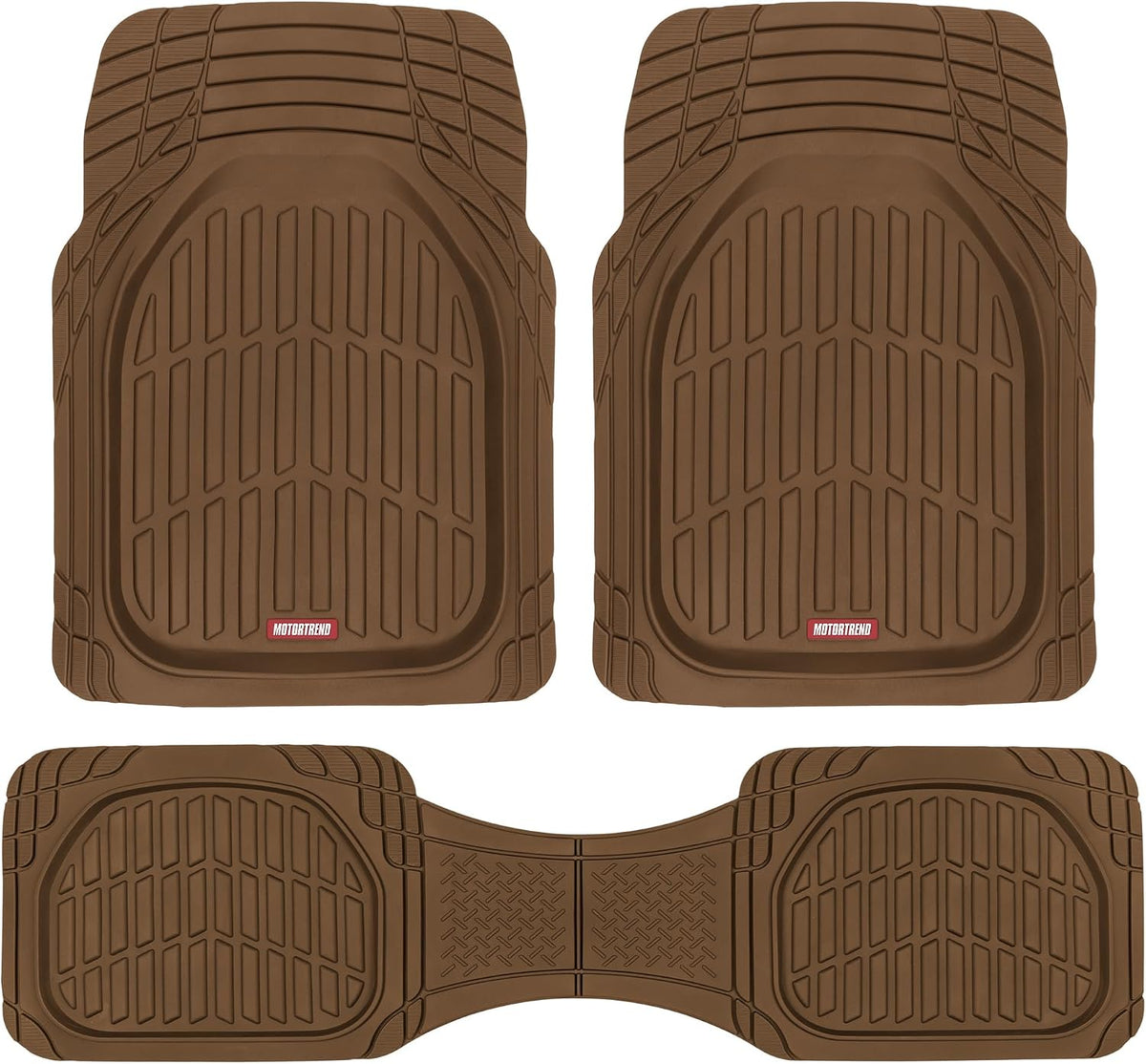 Motor Trend FlexTough Floor Mats for Cars, Black Deep Dish All-Weather Car Mats, Waterproof Trim-to Fit Automotive Floor Mats for Cars Trucks SUV, Universal Floor Liner Car Accessories