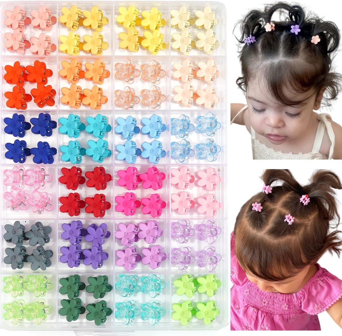 CÉLLOT 96 Pieces Little Baby Girls Hair Bangs Mini Hair Claw Clip Hair Pin Hair Accessories Clips for Girls,Teens, Kids, Toddlers Children(with Plastic Organizer Box)