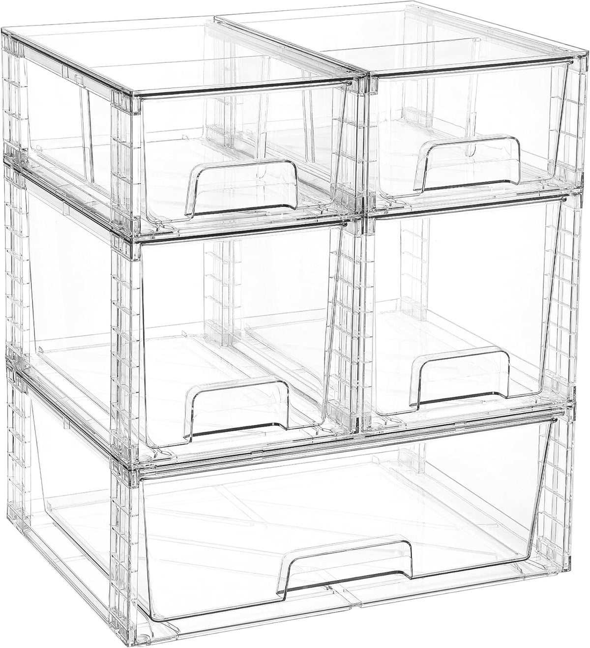 Vtopmart Clear Stackable Storage Drawers, 3 Pack Wide Organizer Set