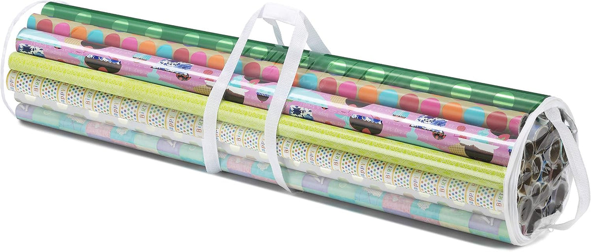 Whitmor 6044-4924 Clear Gift Wrap Organizer - Zippered Storage for 25 Rolls