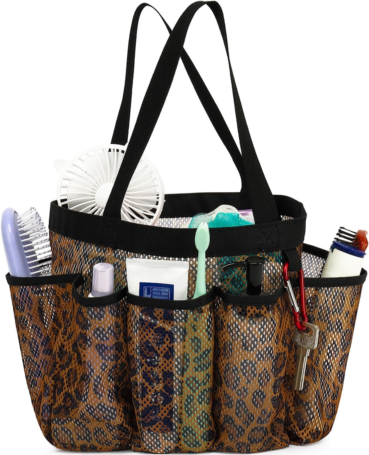 Fammart Mesh Shower Caddy Portable for College Dorm Room Essentials, Odorless Polyester Large Shower Tote Bag with Dual Handles, 8-Pocket Quick-Dry Toiletry Organizer for Travel, Beach, Camping, Gym