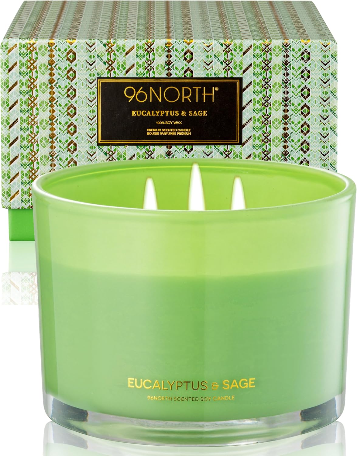96NORTH Luxury Vanilla Soy Candles | Large 3 Wick Jar Candle | Up to 50 Hours Burning Time | 100% Natural Soy Wax | Relaxing Aromatherapy Aesthetic Candle | Housewarming Gift for Men and Women
