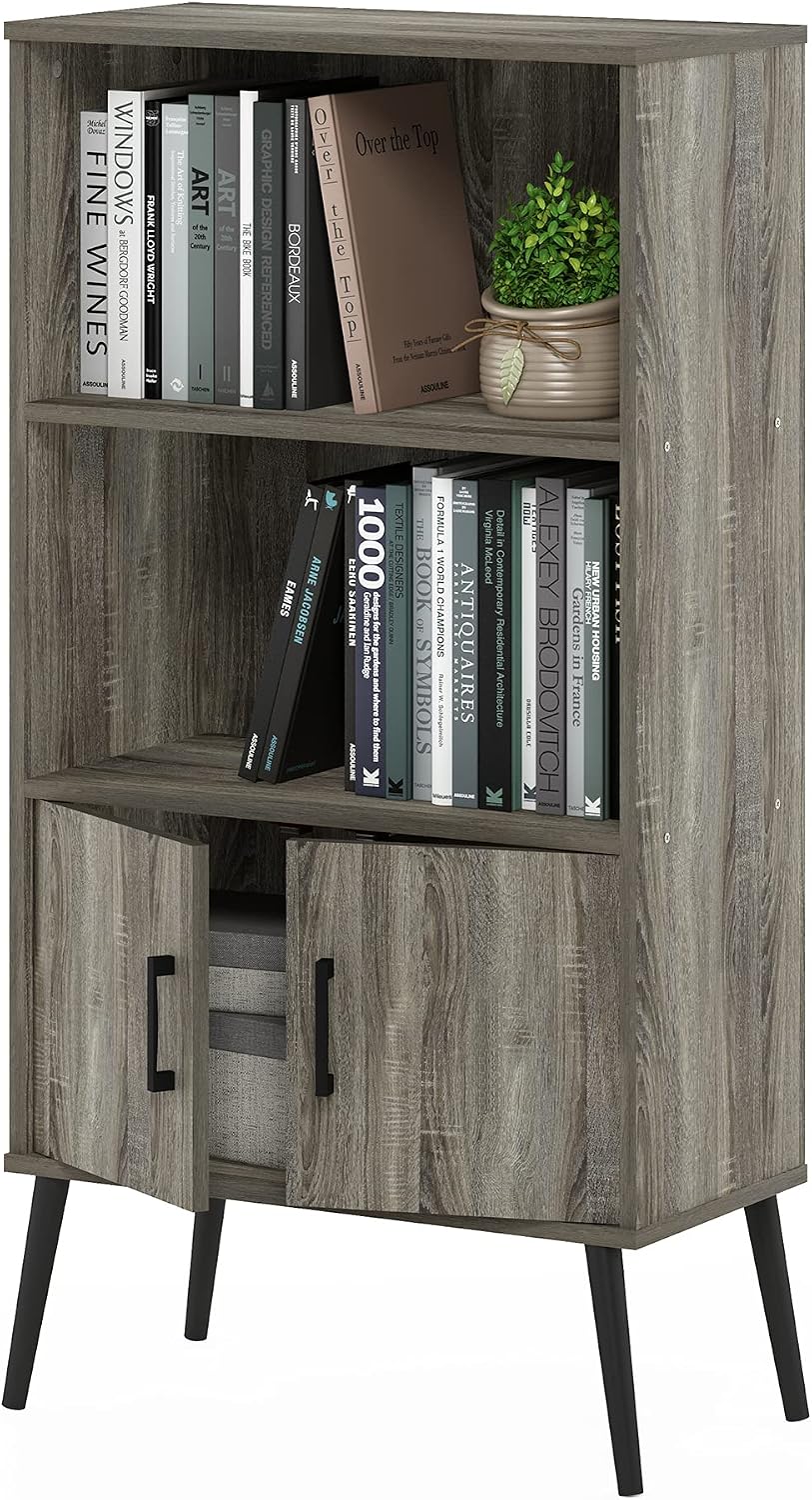 Furinno JAYA Book Shelf, 3-Tier Bookshelf, Bookcase with Adjustable Shelves, 9.5 x 24.5 x 40.3, for Organization and Storage, for Living Room, Bedroom, Home Office, French Oak