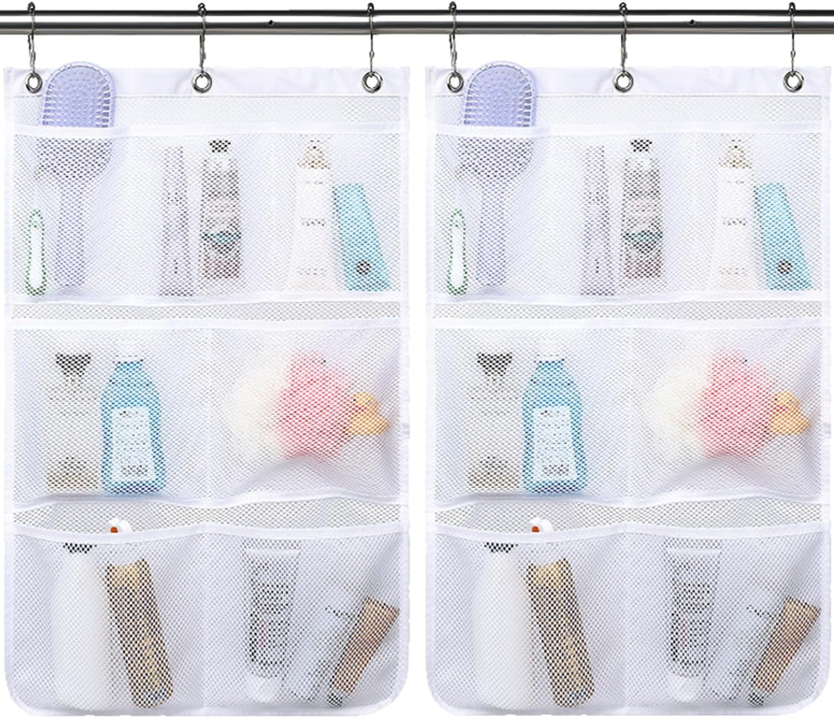 Fammart Mesh Shower Caddy Portable for College Dorm Room Essentials, Odorless Polyester Large Shower Tote Bag with Dual Handles, 8-Pocket Quick-Dry Toiletry Organizer for Travel, Beach, Camping, Gym