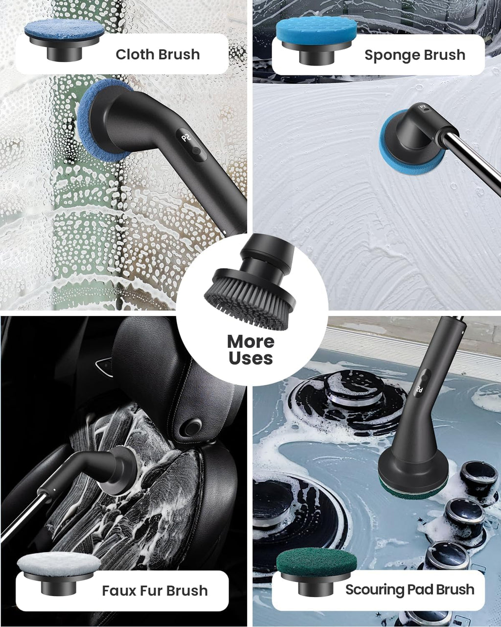 Electric Spin Scrubber, Power Shower Cleaning Brush with Extendable Handle