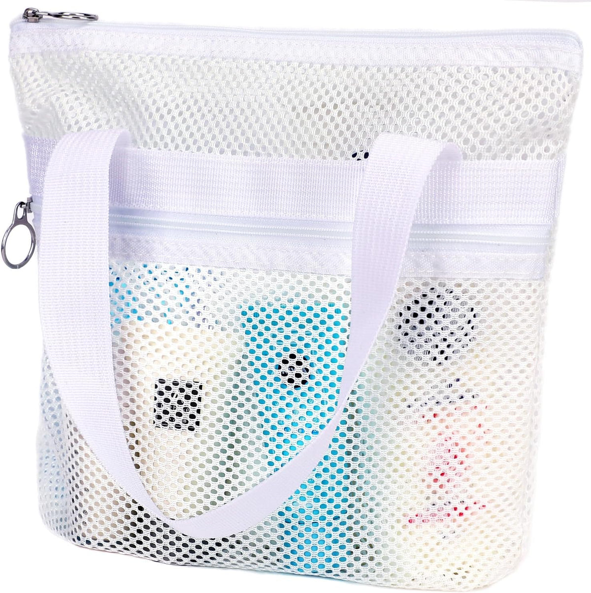 GYEUKHAM Mesh Shower Bag with 2 Zipper Pockets & Dual Handles, Quick-Drying Hanging Shower Caddy for College Essentials,Sunscreen,Dorm, Gym, Travel & Camping, Black