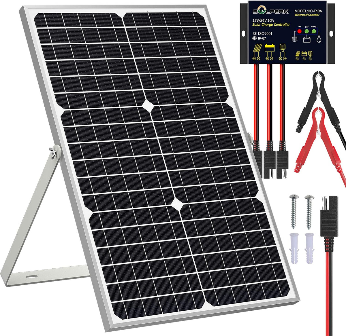 SOLPERK Solar Panel Kit 20W 12V Solar Battery Charger Maintainer+Controller
