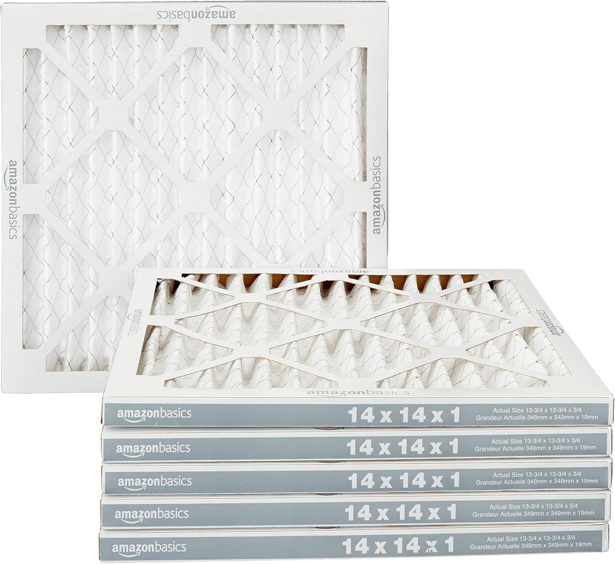 Amazon Basics MERV 5 AC Furnace Air Filter, 20x20x1 inches, 6-Pack (Actual size: 19.75" x 19.75" x 0.75")
