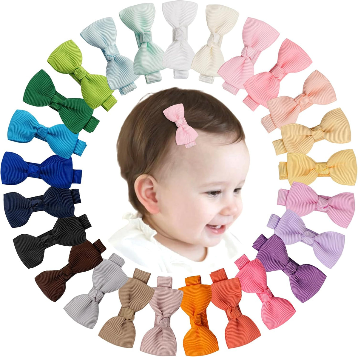 CÉLLOT Baby Hair Clips 50PCS Baby Girls Fully Lined 2" Baby Bows Hair Pins