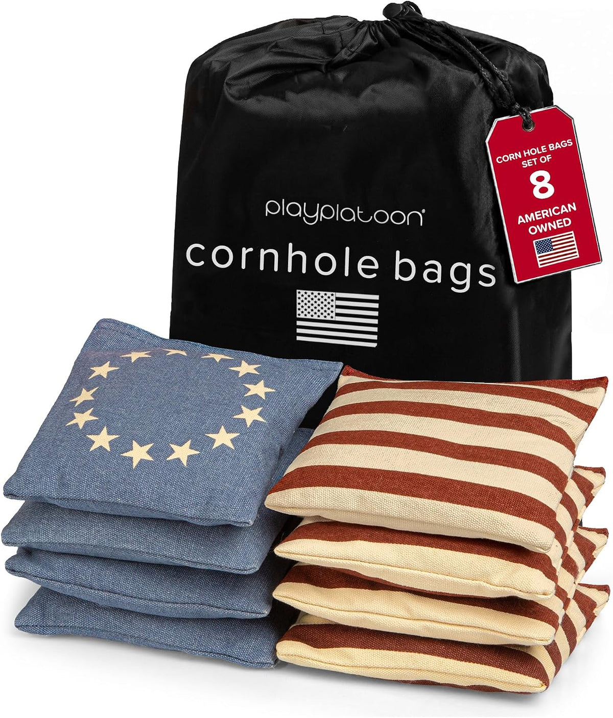 Play Platoon Cornhole Bags Set of 8 Regulation Size & Weight Duck Cloth