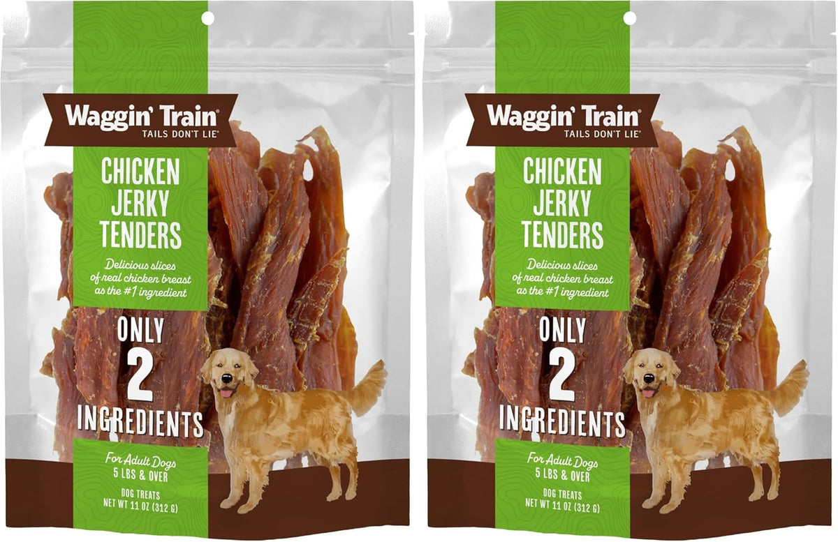 Waggin' Train Chicken Jerky Dog Treats, Made with 100% Real Chicken Breasts, Only Two All-Natural Ingredients, Great High Protein Dog Treat, Easily Digestible for Big or Small Dogs, 30 oz. Pouch