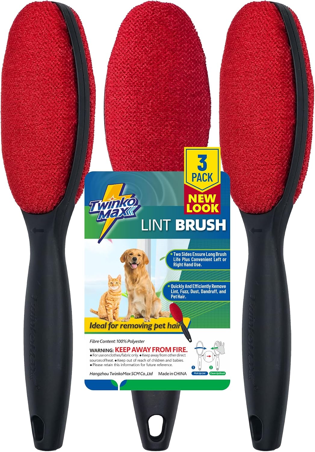 Twinko Max Lint Brush for Pet Hair, Reusable Lint Remover for Clothes