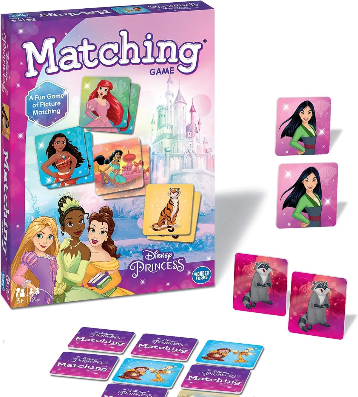 Wonder Forge Disney Princess Matching Game - Fun Memory Game for Kids Ages 3 and Up - Toddler Learning Toy Featuring Belle, Ariel, and Elsa and More Disney Princesses - Packaging May Vary