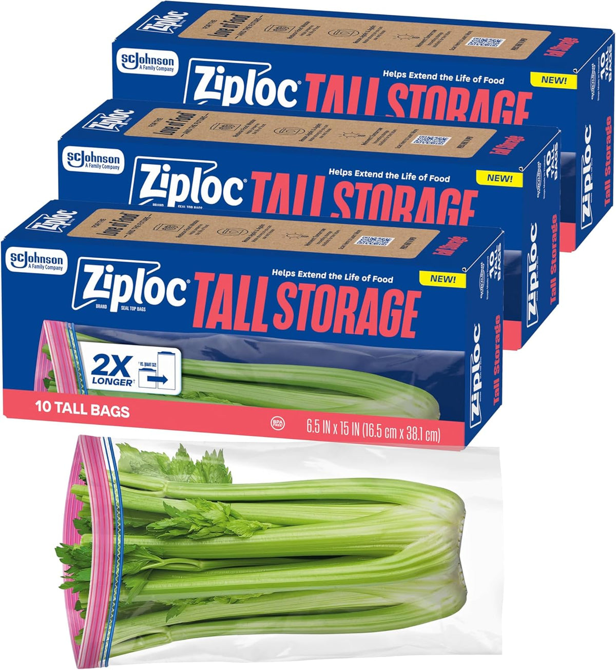 Ziploc Tall Food Storage Bags, 10 Count