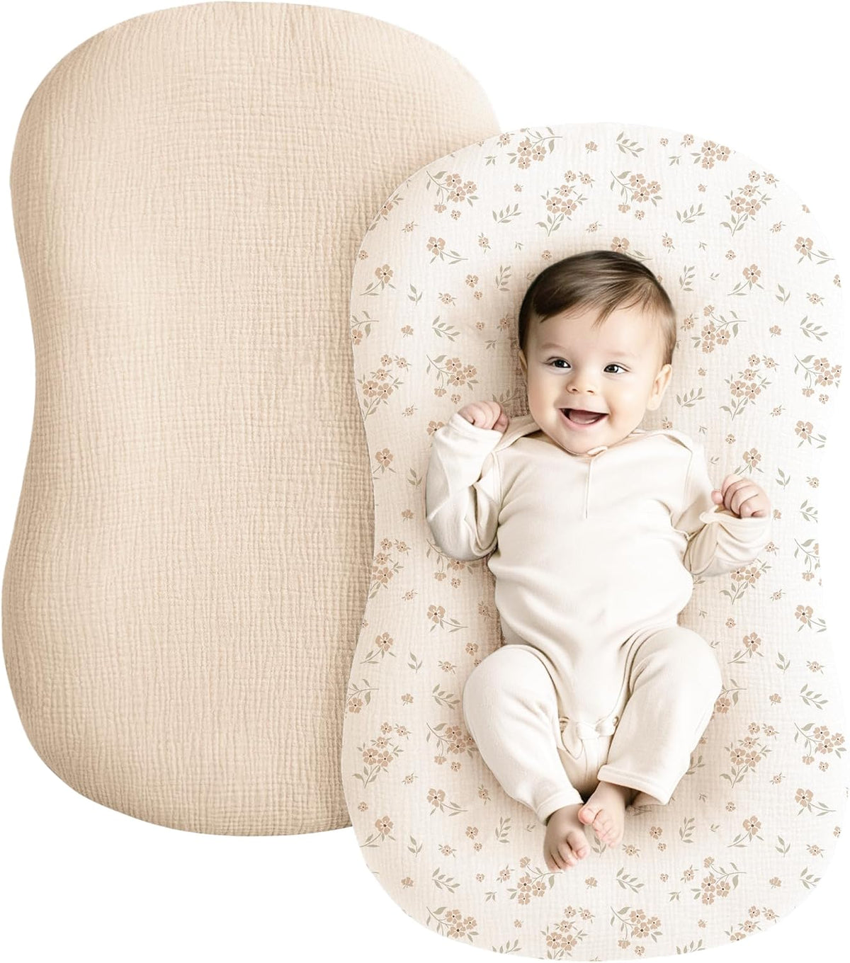 Konssy 2 Pack Muslin Baby Lounger Covers, Covers Only, 30.7" x 20"