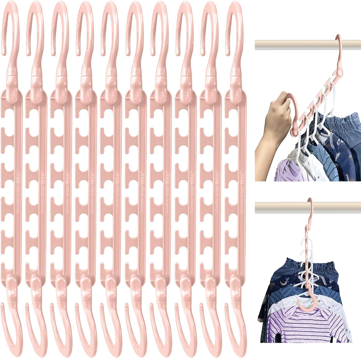 Wonder Hanger Max Space Saving Closet Hangers, 10-Pack, 360° Swivel, Grey