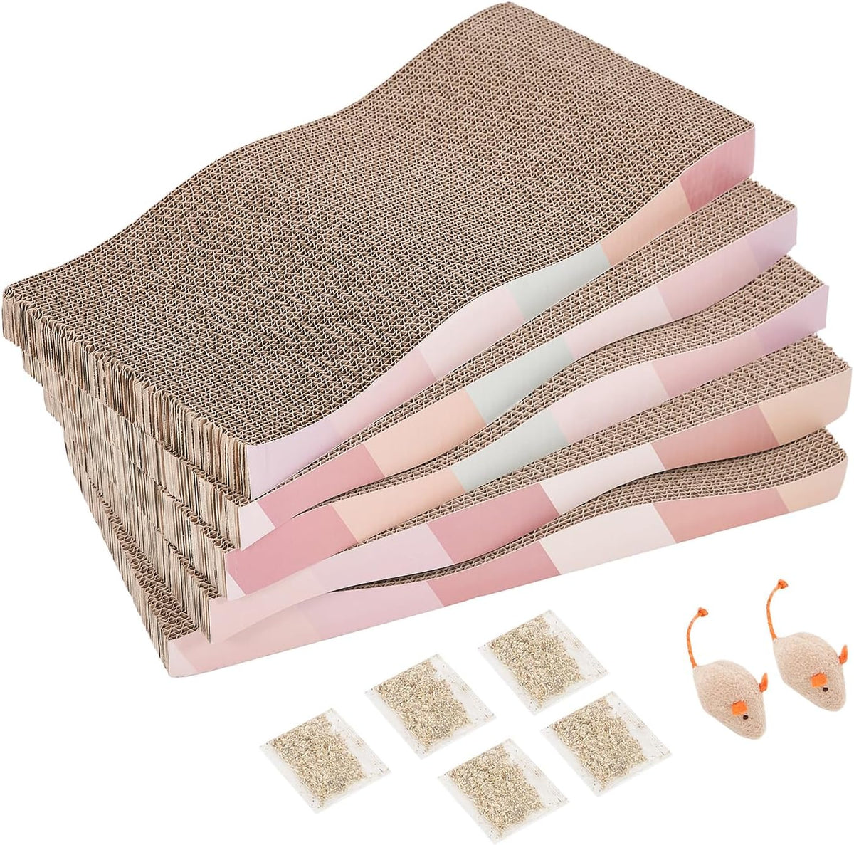 SIDAZON Cat Scratching Board cat Scratcher Cat Scratch Pad Cardboard cat scratchers for Indoor Cats Reversible Large Wide Corrugated with Catnip(2pcs)