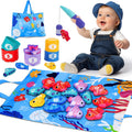 Montessori Toys for 1 Year Old: Cloth Fishing Game with Stacking Cups