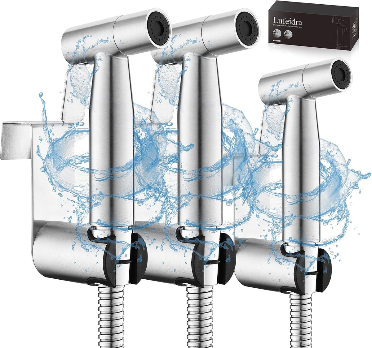 LUFEIDRA Handheld Bidet Sprayer for Toilet, Adjustable Water Flow, Black