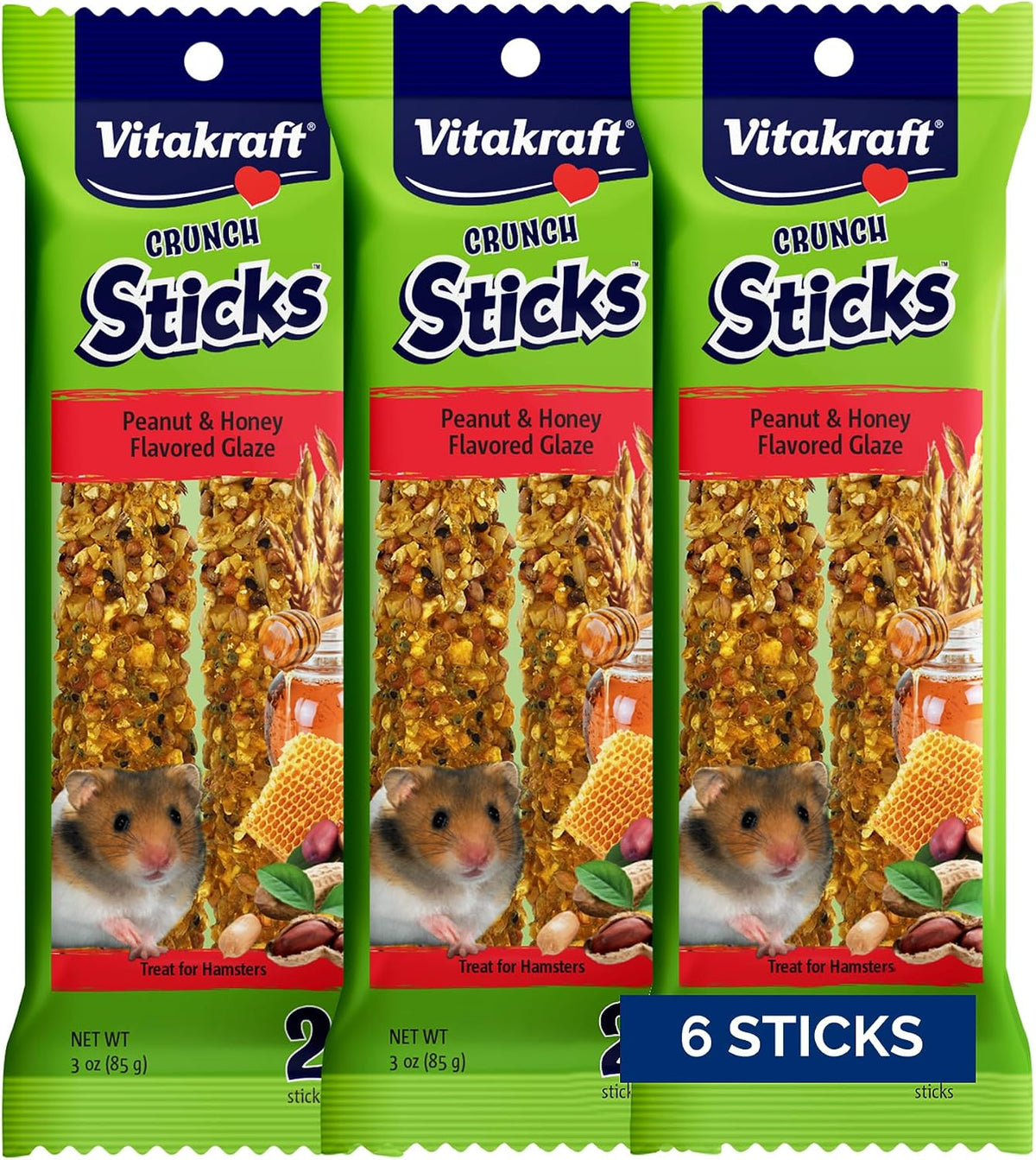 Vitakraft Crunch Sticks Hamster Treat Apple & Honey Flavor - 2 Sticks