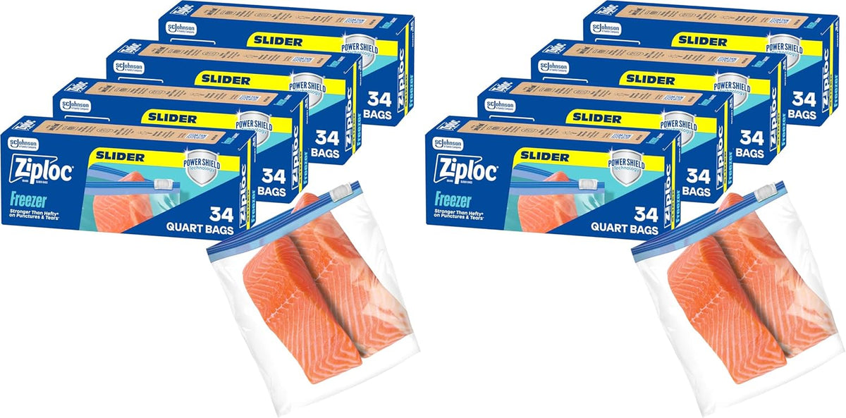 Ziploc Quart Freezer Slider Bags, Food Storage, 34 Count