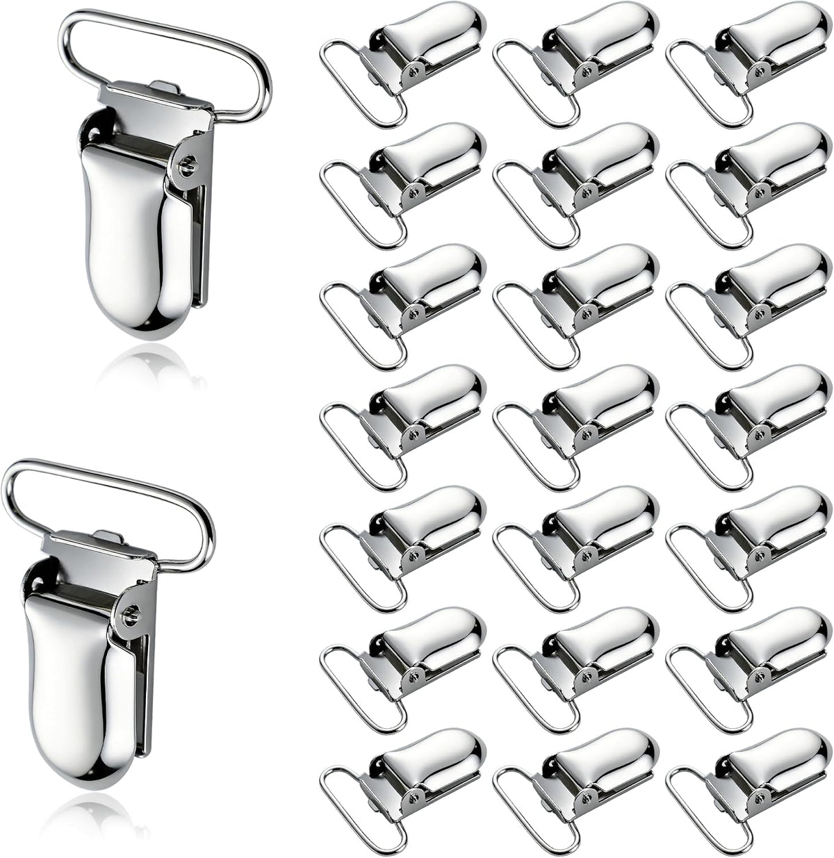 25 PCS 1" Suspender Clips Metal Pacifier Clip Holder