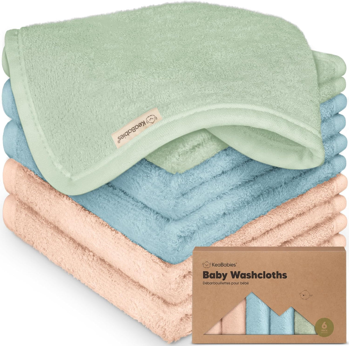 6-Pack Baby Washcloths, Soft Absorbent Washcloths for Face, Body (White)