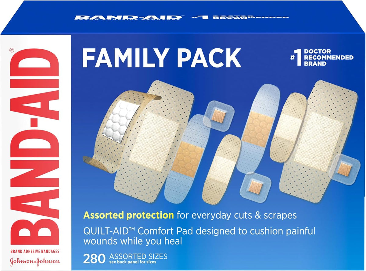 BAND-AID Brand Adhesive Bandages Family Pack, Assorted Sizes, 280 Count
