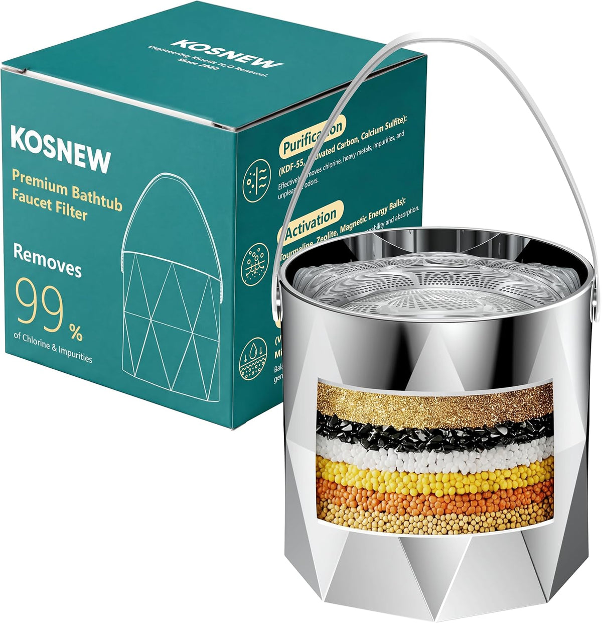 KOSNEW® Bath Faucet Filter, 10-Stage Advanced Shower Water Filter