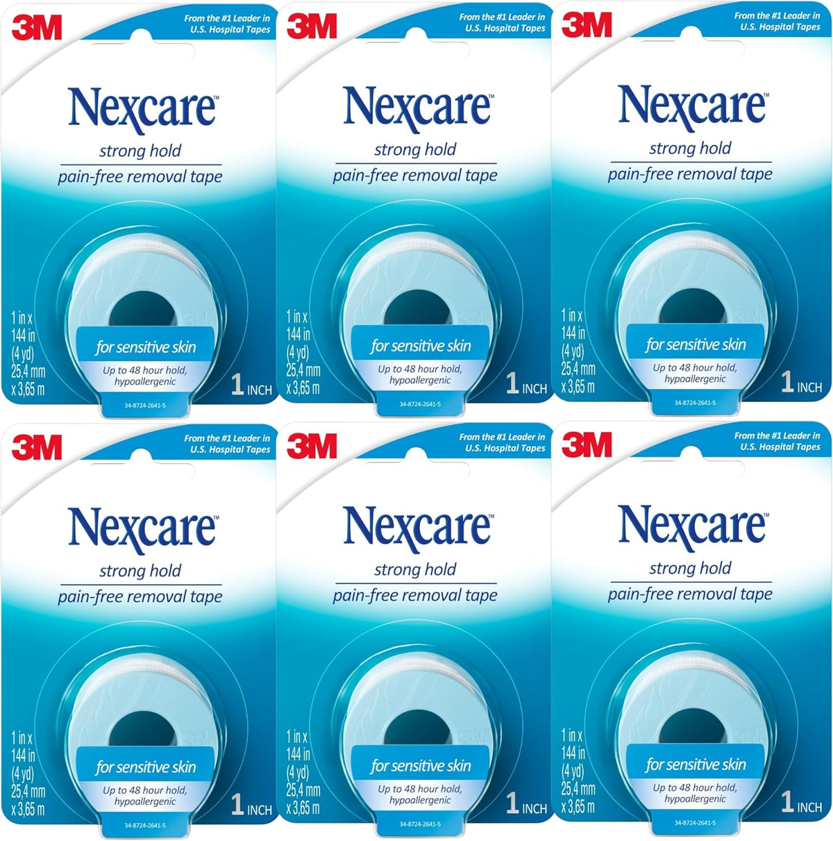 Nexcare Sensitive Skin Low Trauma Tape, 4 Count – Gentle Adhesive Medical Tape for Fragile or Delicate Skin, Hypoallergenic & Latex-Free, Ideal for Post-Surgery Care, Pediatric Use, Frequent Changes