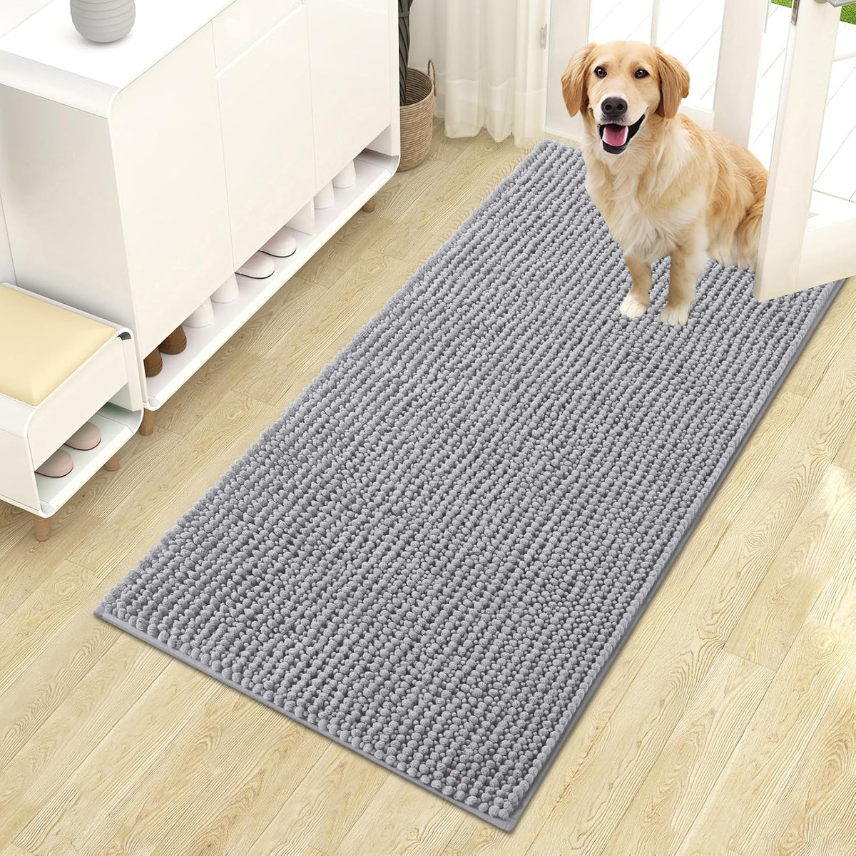 OLANLY Dog Door Mat for Muddy Paws 30x20, Extra Absorbent Chenille Mud Mat