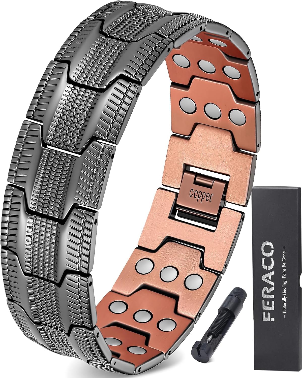 Feraco Copper Magnetic Bracelets for Men,Pure Copper Jewelry Gift