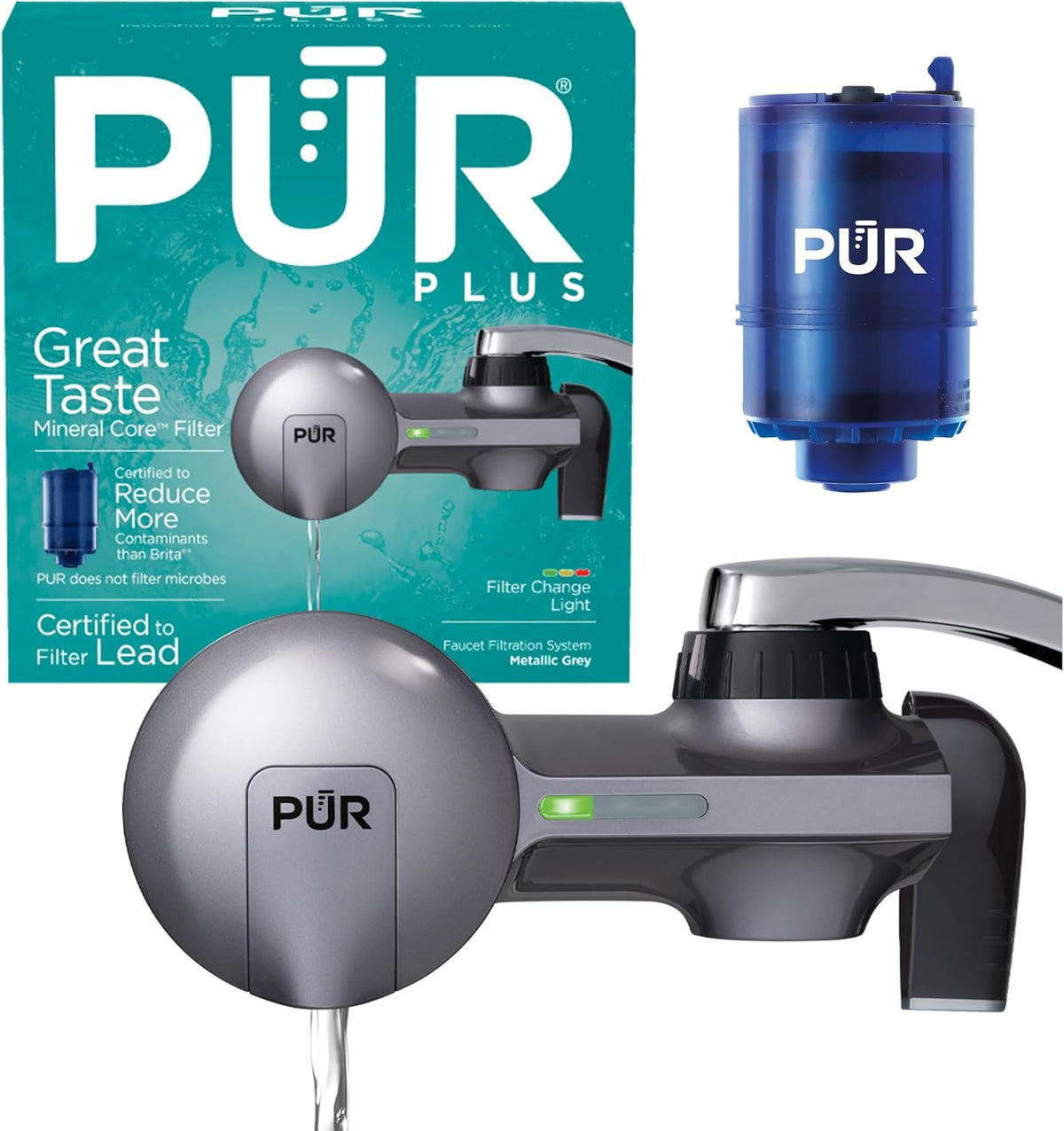 PUR Plus Horizontal Faucet Mount Filtration System with Lead Reduction