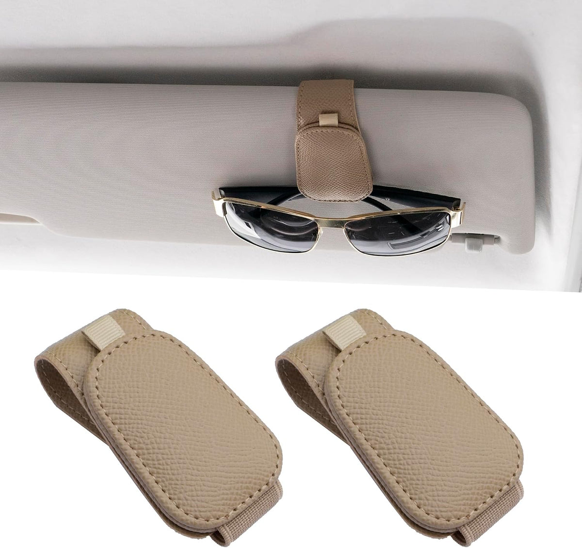 Yuoyar 2 Packs Magnetic Sunglass Holder for Car Visor (Grey)