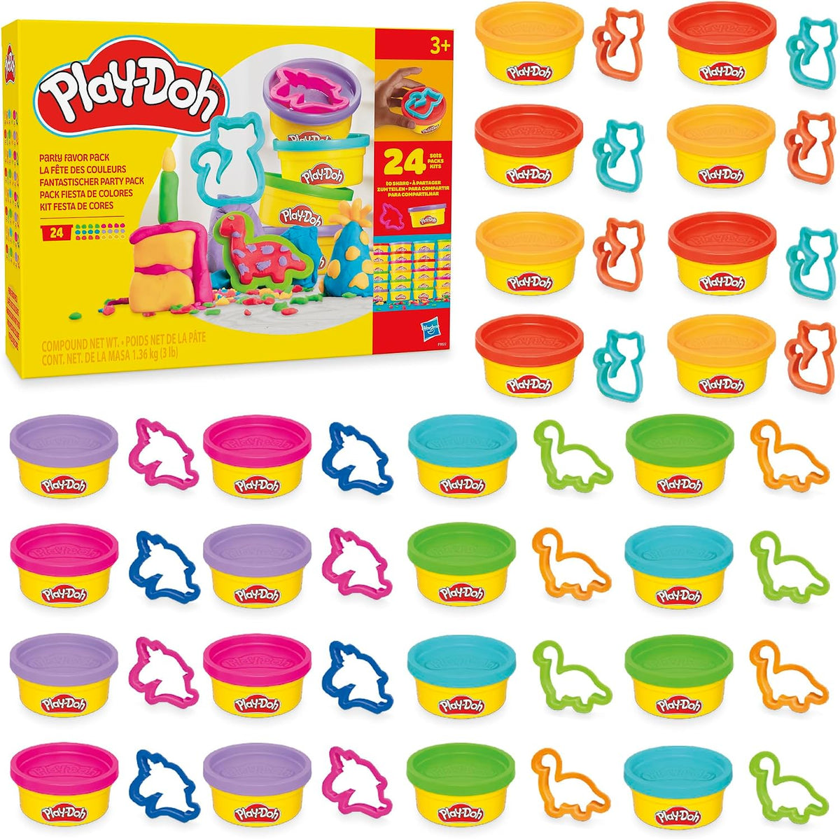 Play-Doh Party Favor Pack, Bulk 24 Pack of Modeling Compound with Cutters, Classroom Supplies for Arts & Crafts, Birthday Gifts & Prize Toys for Kids, Ages 3+ (Amazon Exclusive)