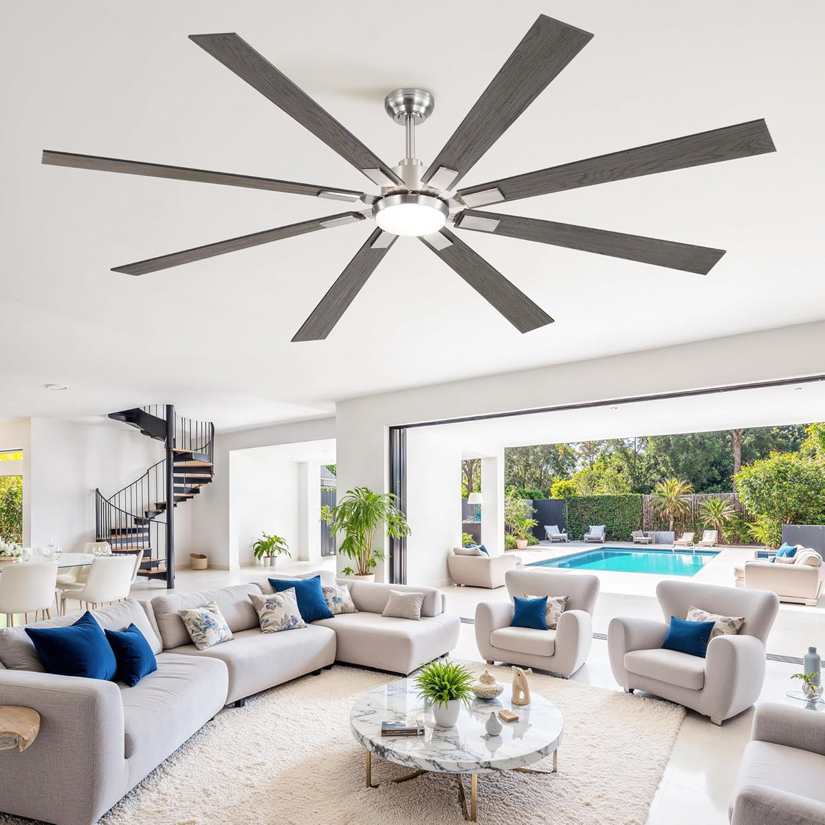 ZMISHIBO 72" Ceiling Fans with Lights for Patio, Living Room, Remote