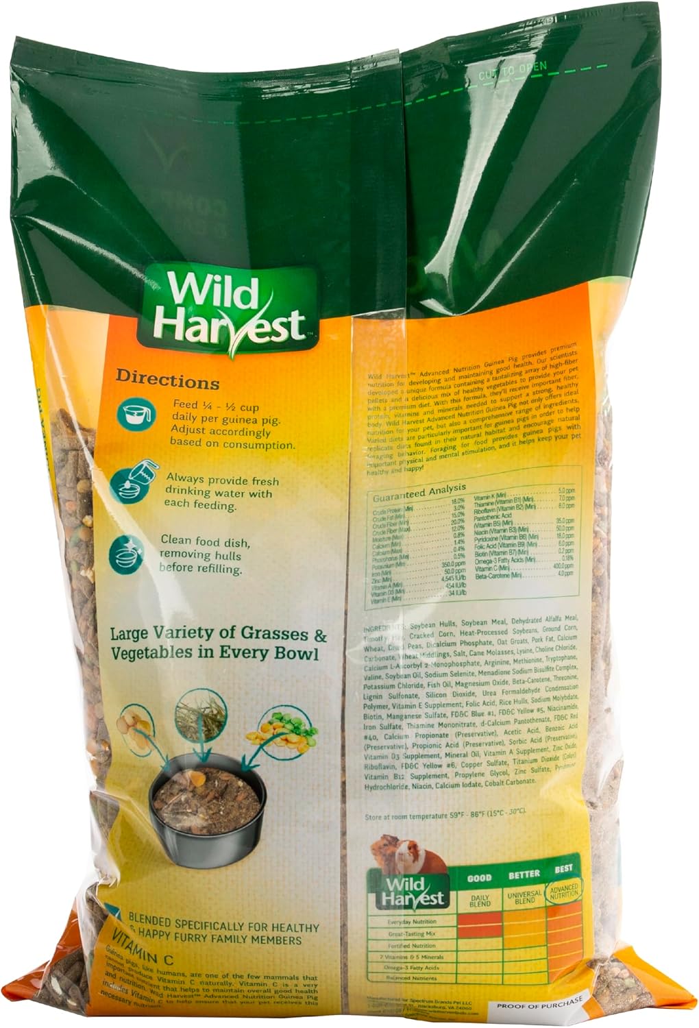 Wild Harvest Advanced Nutrition Guinea Pig, Complete And Balanced Diet, 8 Pounds