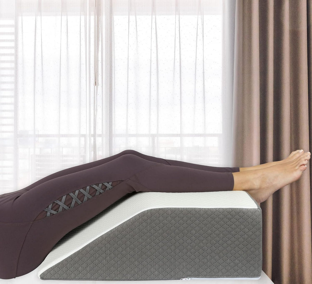 Kolbs Bed Wedge Pillow for Sleep Apnea, FSA Eligible Acid Reflux, and Back Pain Relief, with Chic Jacquard Cover - Headboard Wedges for Sleeping (Standard Width 7.5" Height)