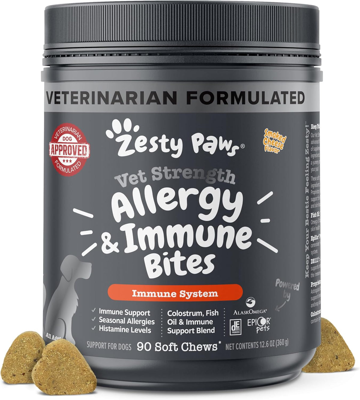 Zesty Paws Dog Allergy Chews - Dog Allergy Relief, Lamb, 90 Ct