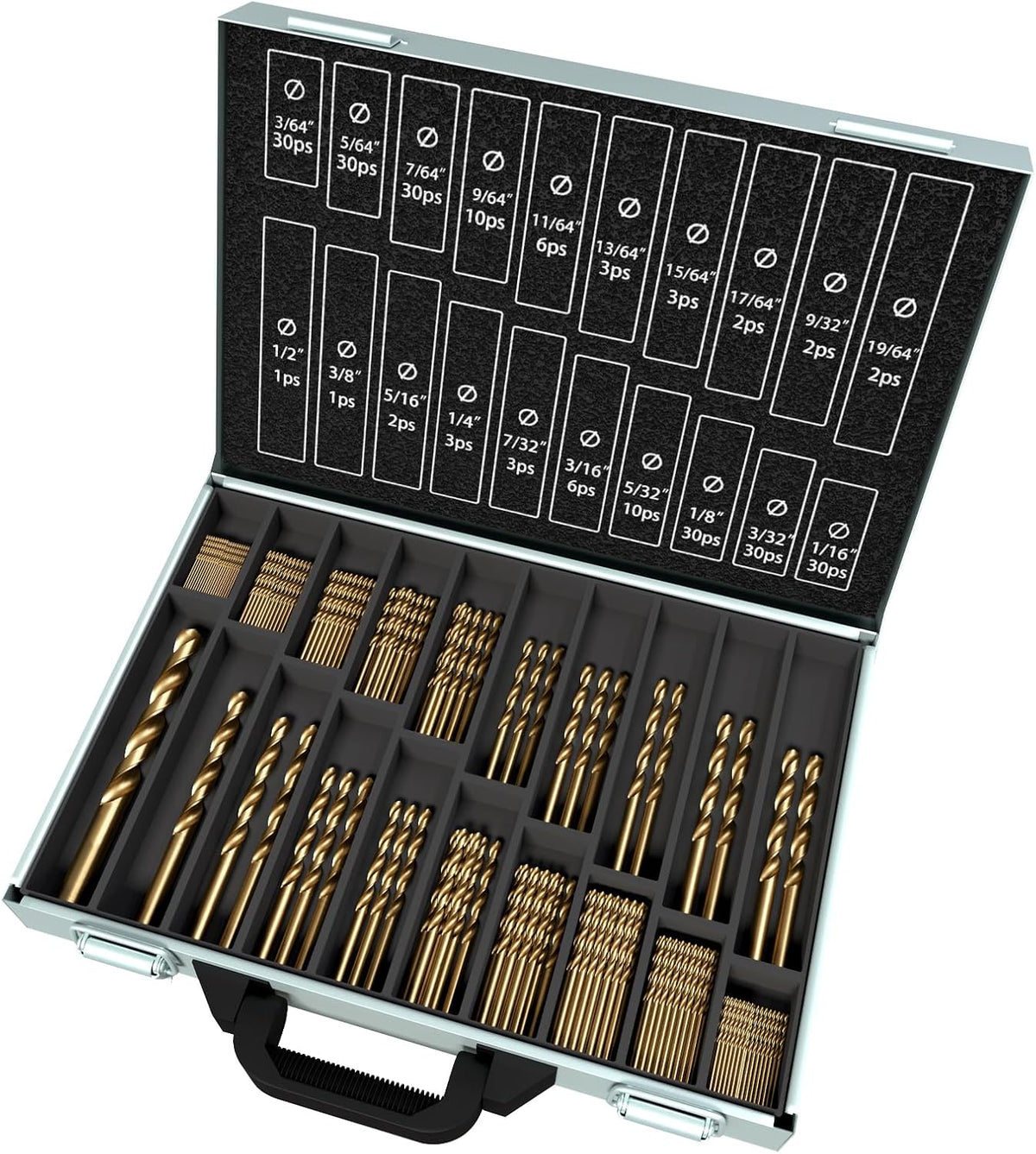 13Pcs(1/16"-1/4") Cobalt Drill Bit Set M35 HSS Jobber Length